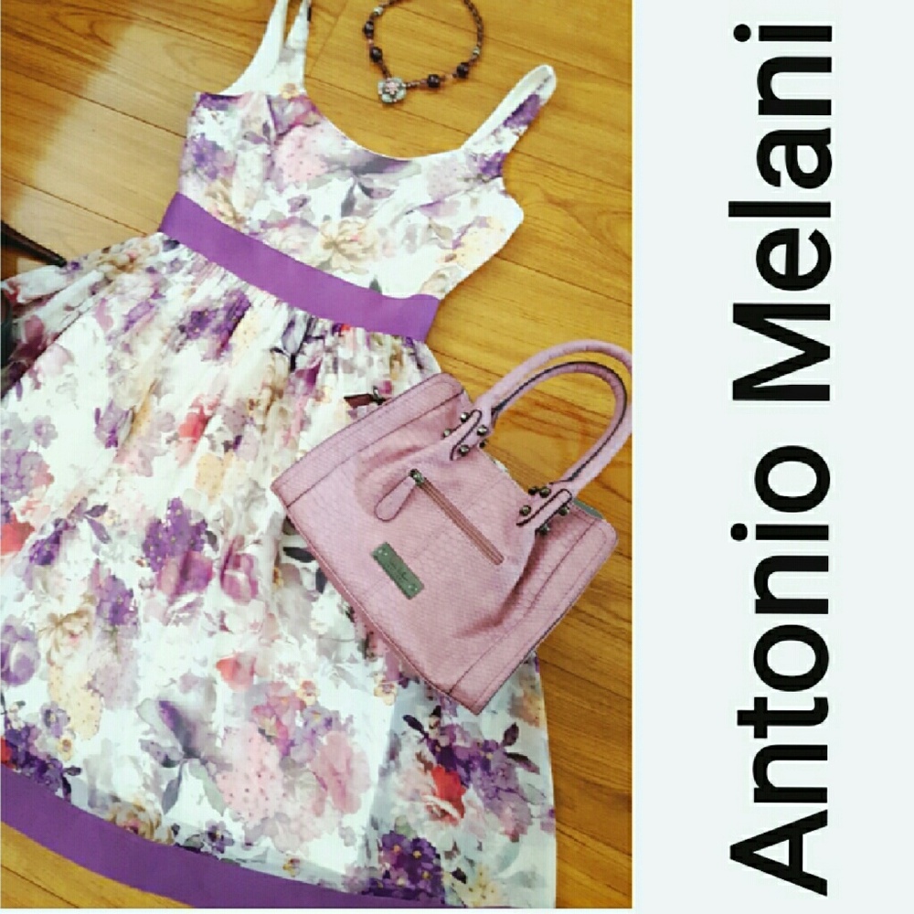 Purple floral chiffon dress